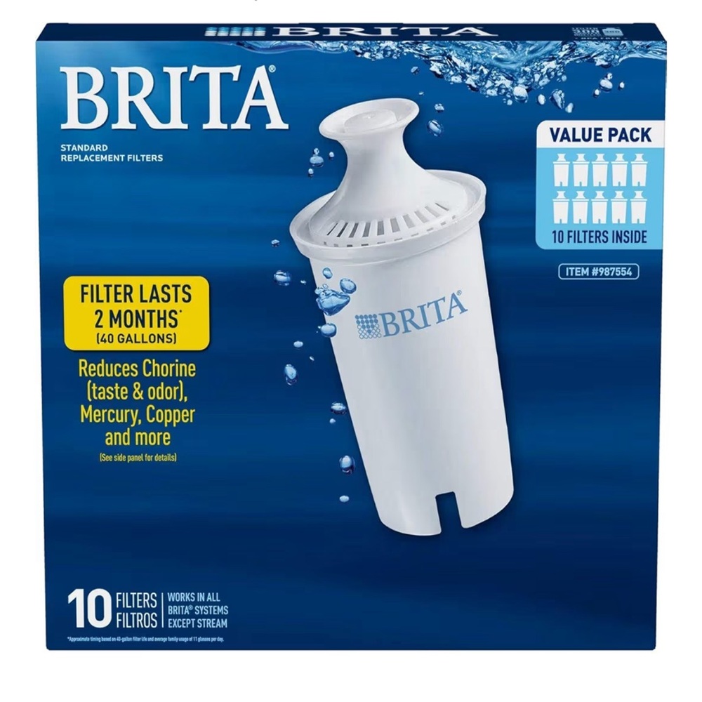 Brita 987554 Pitcher Replacement Filters, 10-Pack